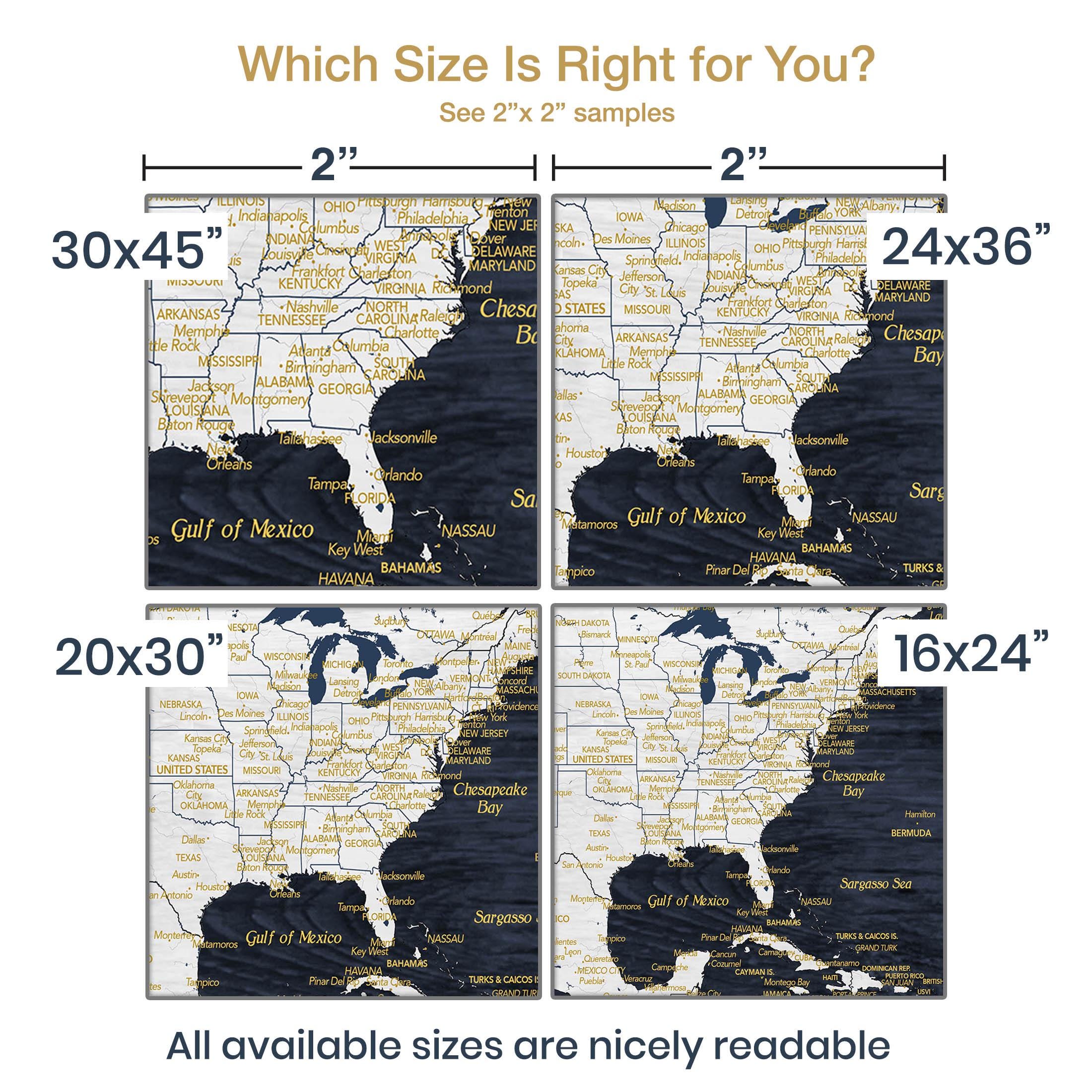 Anniversary Gift, World Map, Personalized Legend & Text, Navy and