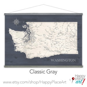 Large Wall Map of Washington State in Neutral Colors, RV Decor, Family Travel Map, Mark off WA State Adventures, Seattle Print Wall Art image 5