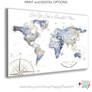 Travel Dreams and Adventures to be Scratched off your Bucket List with World Map, Personalized Gift for Wedding Couple or Single Adventurer