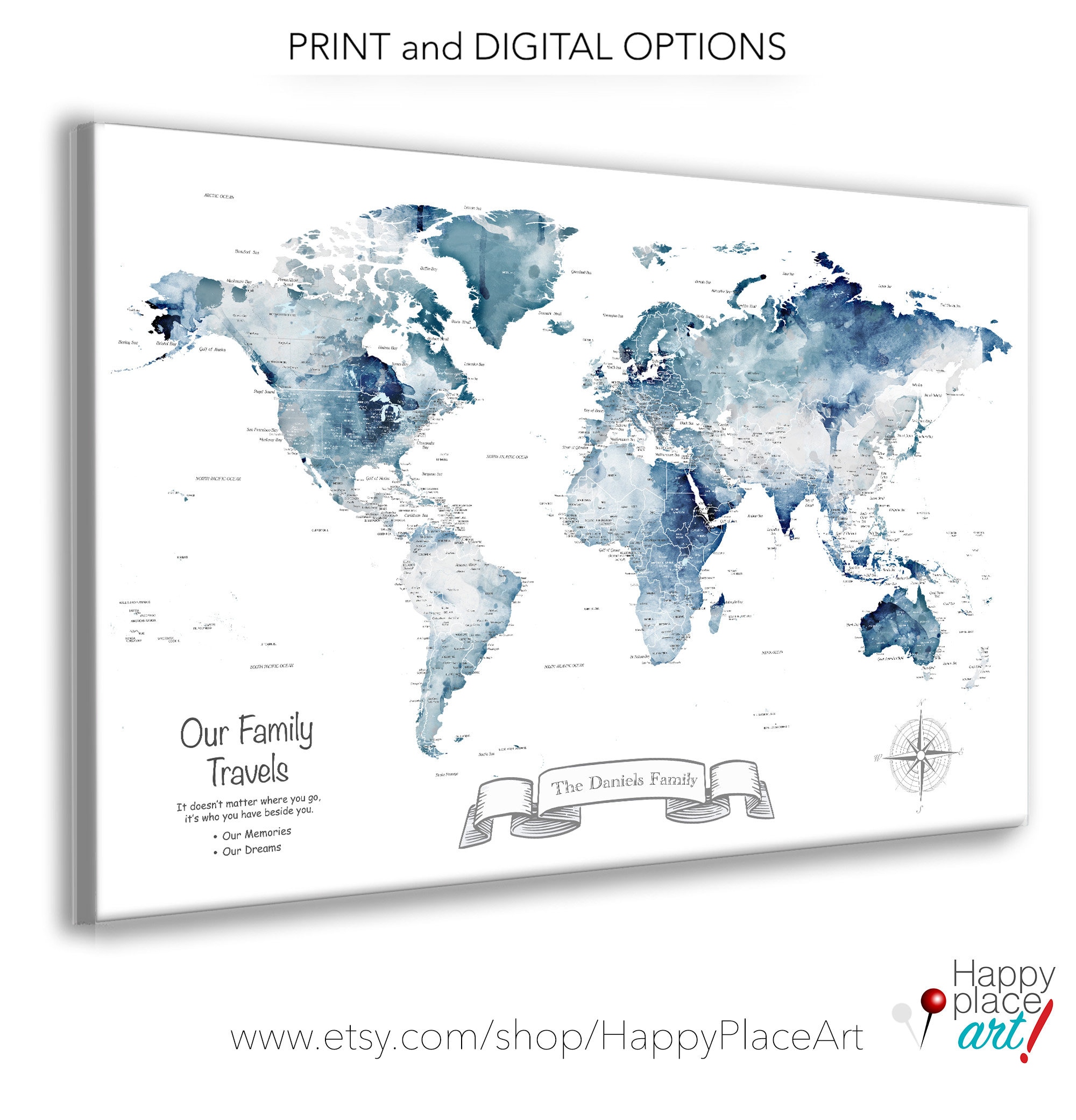 Push Pin Travel Map Large World Map Canvas World Map With 