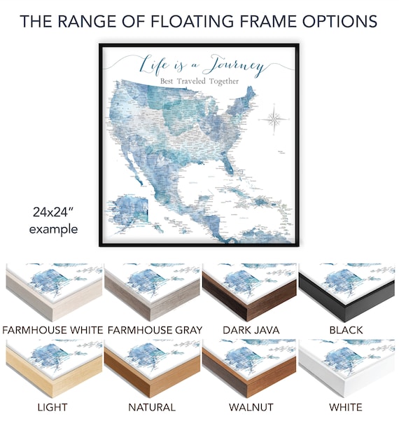 Caribbean Island Map with USA, Framed Push Pin Map, Anniversary Gift, Extended Family Travel Canvas PinMap, Adventures Await Gift Husband
