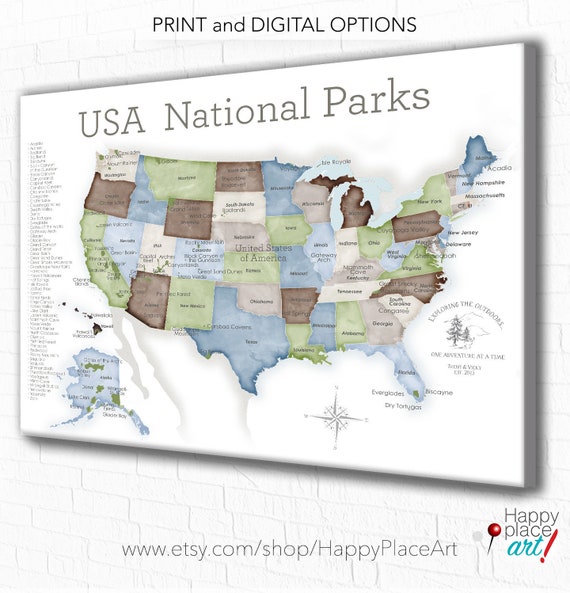 Nature Lover National Park Map of USA, Adventure Map for Couple Who Enjoy the Outdoors, Gift for Hiker, Rock Climbing Pin Map, Family Camp