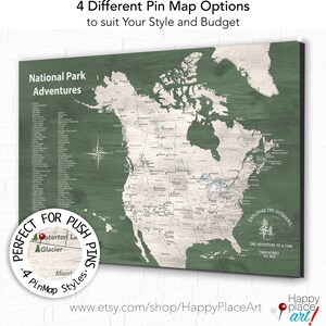 Push Pin National Parks Map, Personalized Pin Map with Personalization, Paper Anniversary Gift, National Park Canvas, Digital, Poster Print