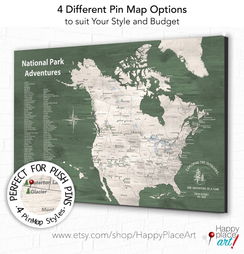 Push Pin National Parks Map Personalized Pin Map With | Etsy