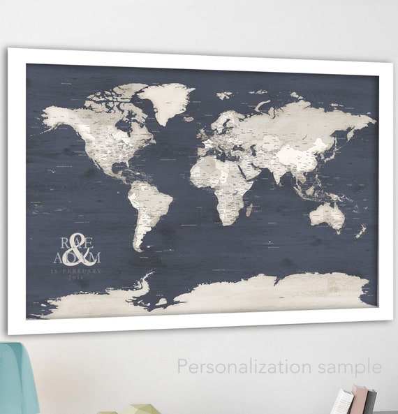 Our Adventures, World Map, Map for Couple who Love Traveling. Wedding Gift for Groom, Romantic Personalised Gift for Him, Man Cave Wall Art