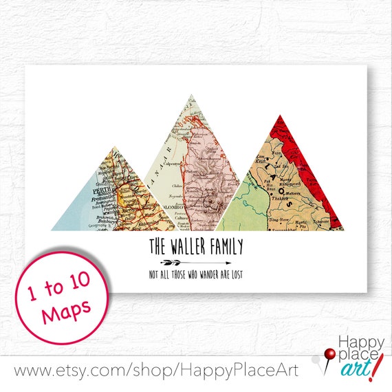 Wanderlust Gift, Adventure Map, Valentines Day, Anniversary Gift, Travel Poster, Mountain print Wall Art, Gift for Husband, Travel Memories