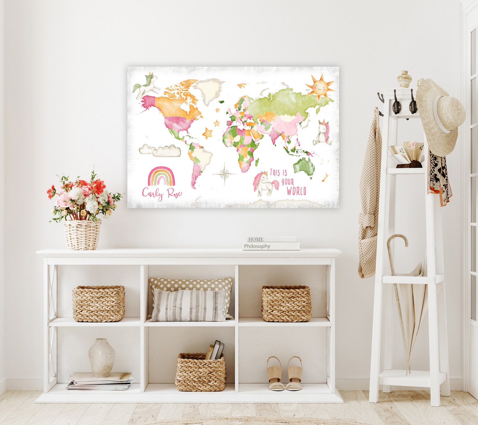 Personalized World Map for Nursery Children's Wall Map Etsy