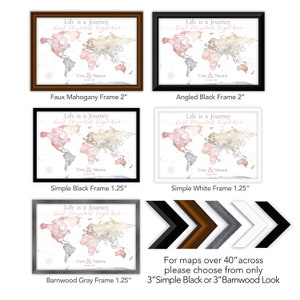 Anniversary World Map. Push Pin map Detailed USA states and cities. Romantic Travel Map with Names and Date, Framed world map Gift for wife image 4