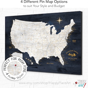 Very Detailed USA Push Pin Map With Cities and States Labelled, US Map ...