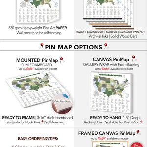 May include: Printed options for United States Disc Golf Adventures maps. Options include unmounted paper prints up to 40x60 inches, hanging canvas prints up to 32x48 inches, mounted pin maps, canvas pin maps, and framed canvas pin maps.