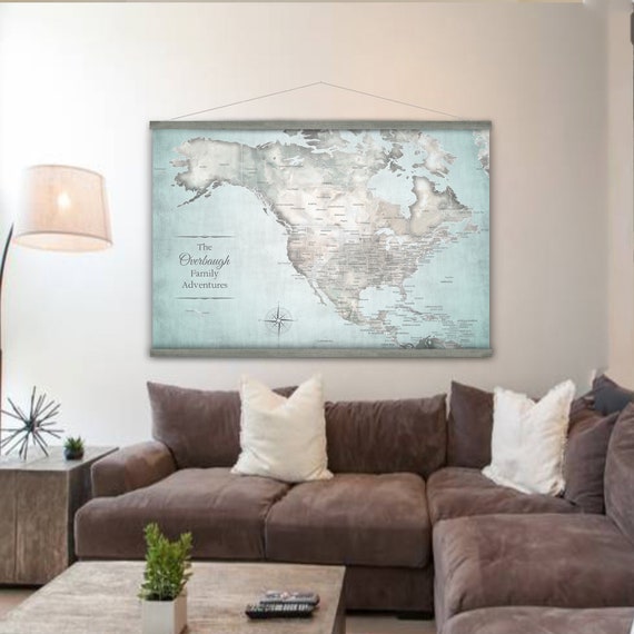 Large North America, Canada, USA and Caribbean Island Map - Travel Canvas