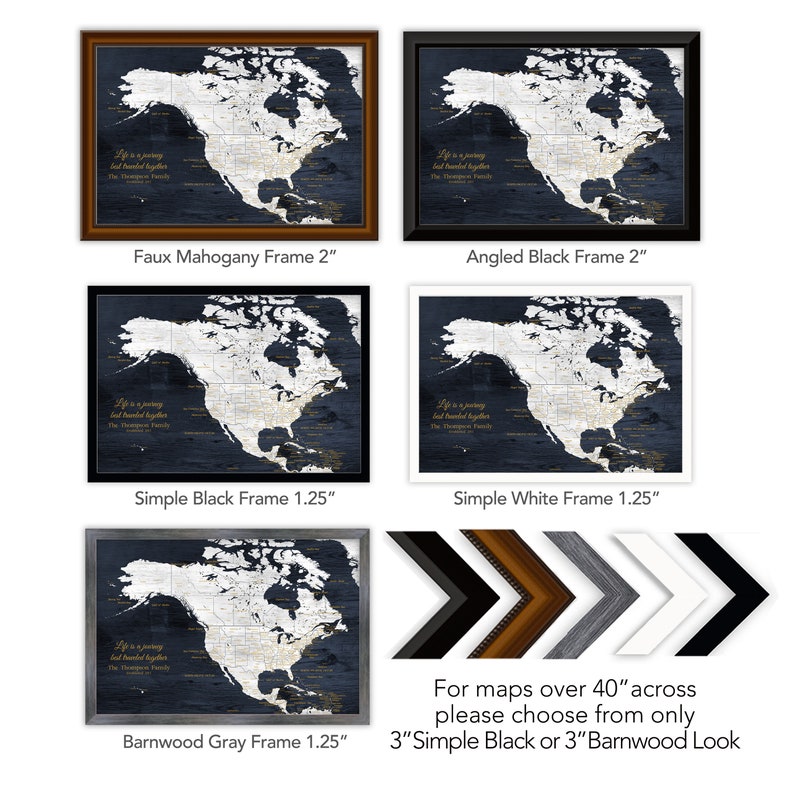 North America Map including the Caribbean Islands. Personalize for Wedding Couple or Retirement Gift for travellers. Adventure Awaits Map image 4
