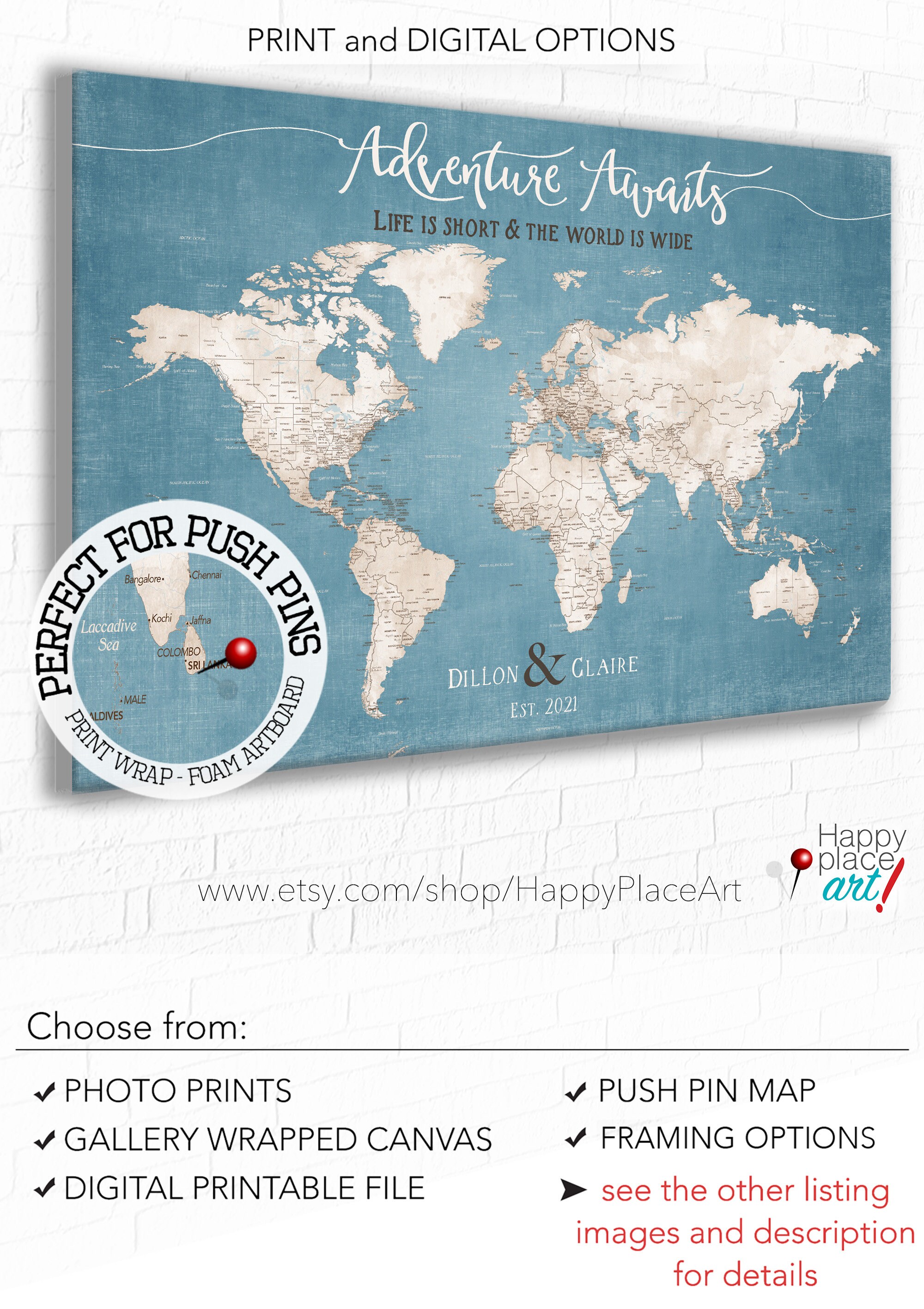 Framed USA Push Pin Map - Charcoal Grey – An Adventure Awaits LLC
