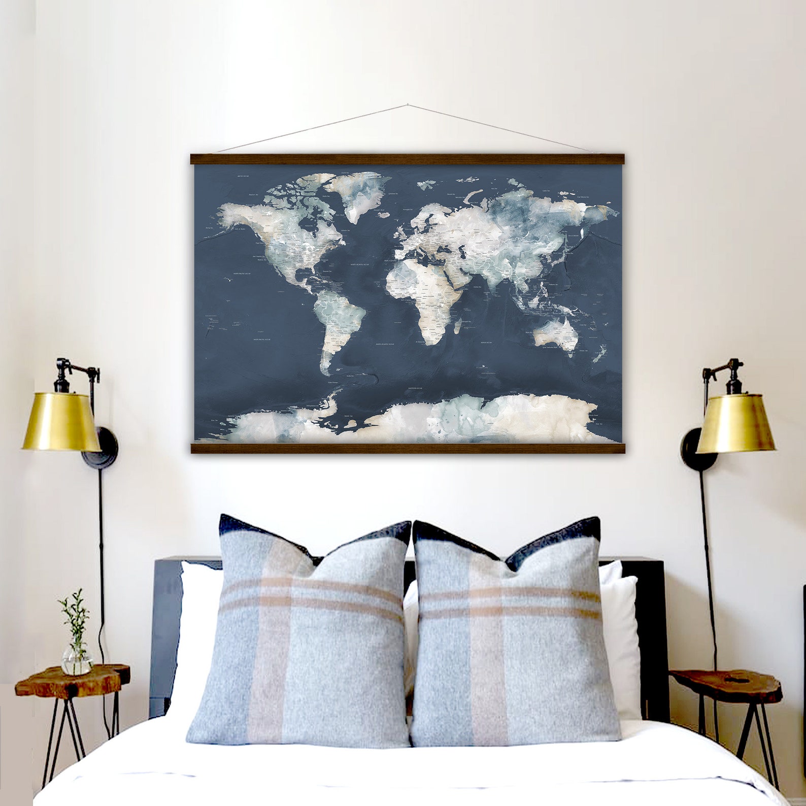 Large Office Wall Map Personalized World Map Executive Wall Etsy