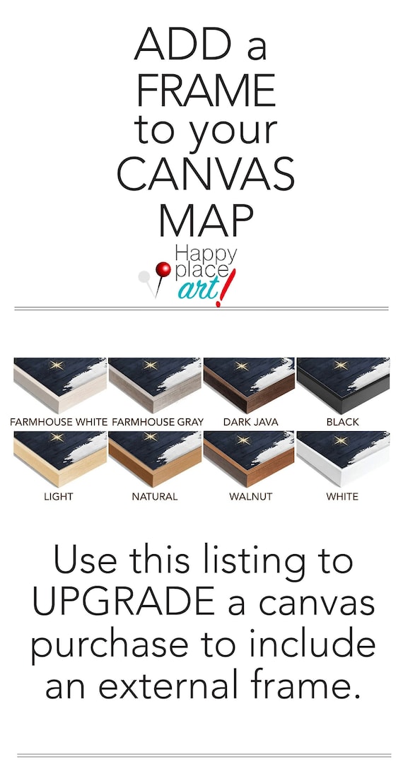 Optional UPGRADE LISTING for Modern Thin Profile Frame addition for Canvas Wall maps and PinMap#3