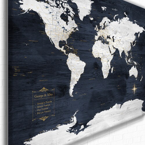 Push Pin Travel Map, Large World Map Canvas, World map with legend, Personalized Travel Map, Our Adventures, Framed Pin Maps Large World Map