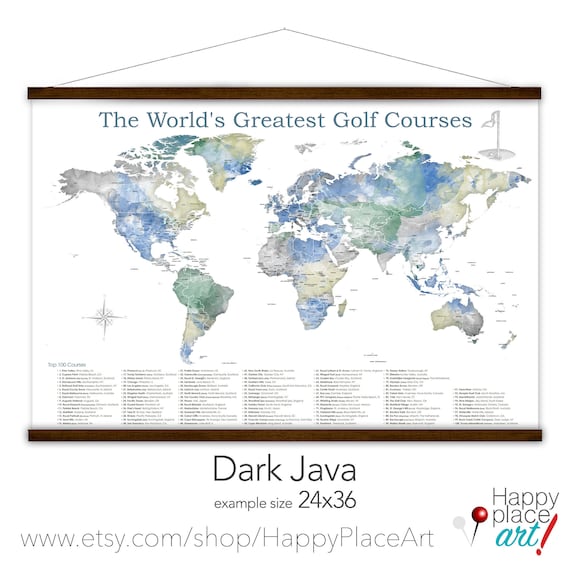 Best Golf Courses in the World,  Personalized map of Golfing locations, Golf Course Quest List, Golf Wall Art Canvas, Golf Gift for Husband