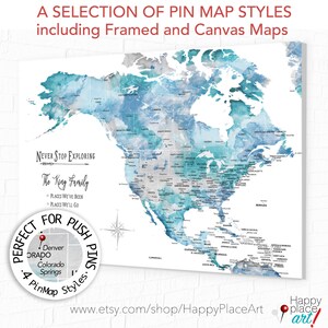 North America and Caribbean Map, Wife Gift, Anniversary Map, Family RV Travel Map, Push Pin Map of North America, Gift of Family Memories image 8