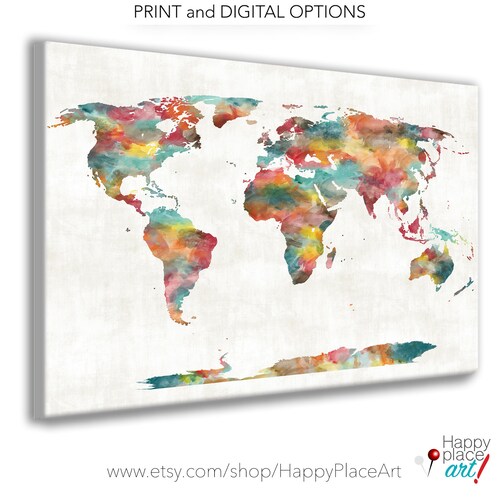 very large custom world map print or printable world map art etsy