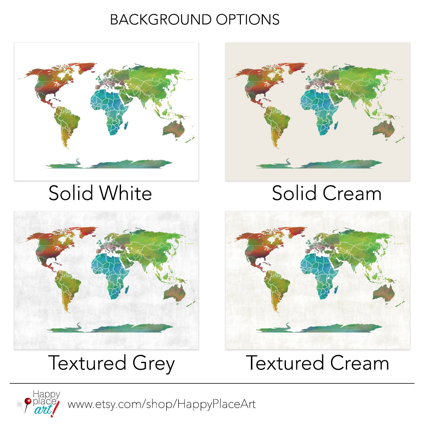 Educational Large World Map, Country Borders, Country Labels optional