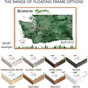 Washington State Parks and Hiking Trails Map, WA map Hiking Gift, State Park Checklist for Washington Parks, WA Push Pin Map PinBoard Gift image 8