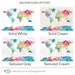 Pretty World Map, Pink and Blue, Large Colorful Wall Art, Personalized ...