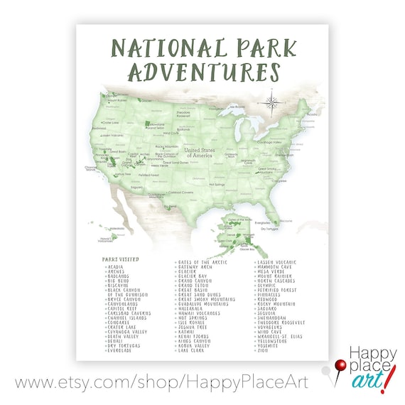 Printable Checklist National Park Map of USA Gift for | Etsy