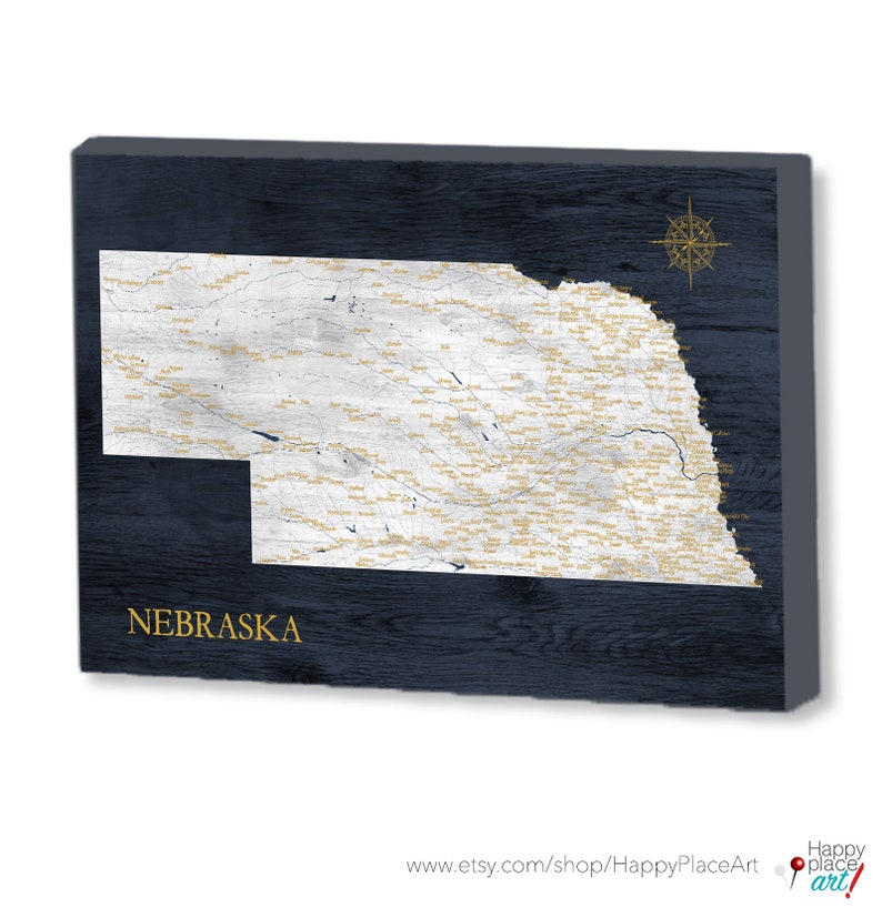 Nebraska Push Pin Map, Poster or Canvas of NE state Detailed Wall PinMap, Office Wall Art Husband Gift, Omaha Wall RV Decor Road Trip Print image 9