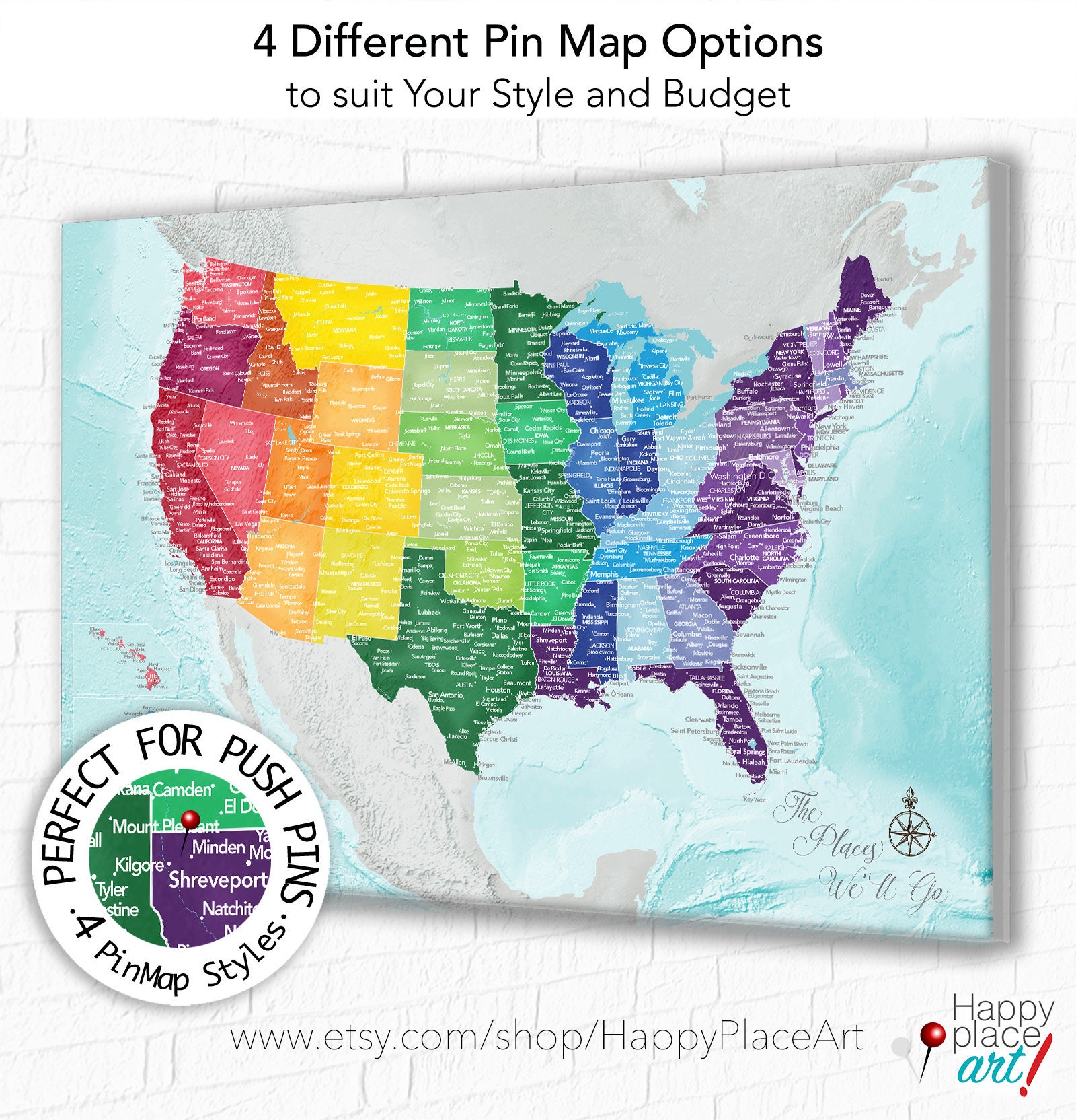 Moore Map Pins - Multiple Colors Available - for Maps Ordered Before 8/31/2019