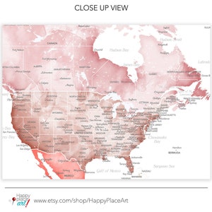 Anniversary World Map. Push Pin map Detailed USA states and cities. Romantic Travel Map with Names and Date, Framed world map Gift for wife image 8