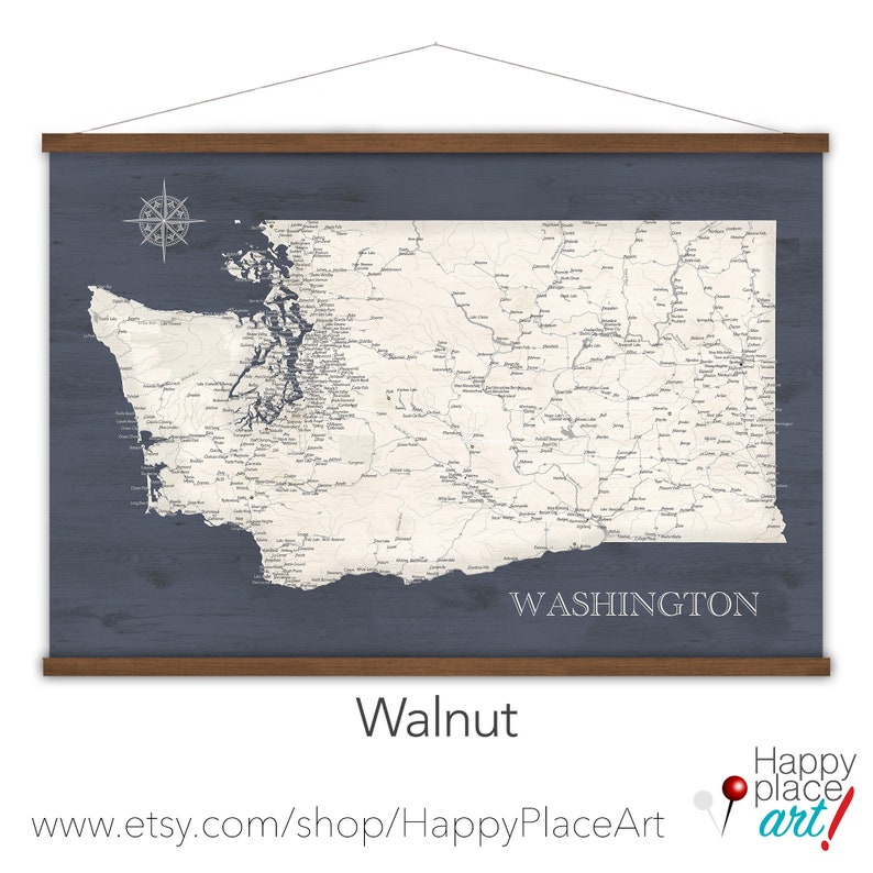 Large Wall Map of Washington State in Neutral Colors, RV Decor, Family Travel Map, Mark off WA State Adventures, Seattle Print Wall Art image 10