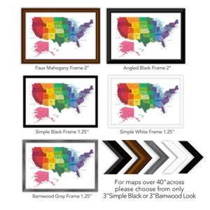 Bright rainbow color united states map, US map canvas, Family travel push pin map, Pushpin travel map, personalize USA map, USA map & cities image 4