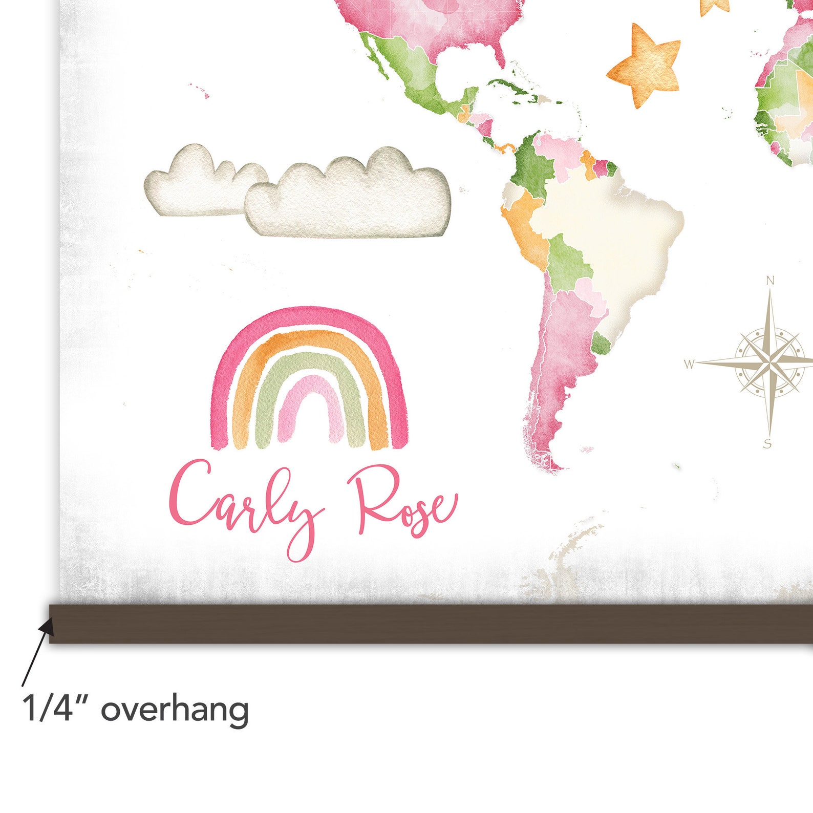 Personalized World Map for Nursery Children's Wall Map Etsy