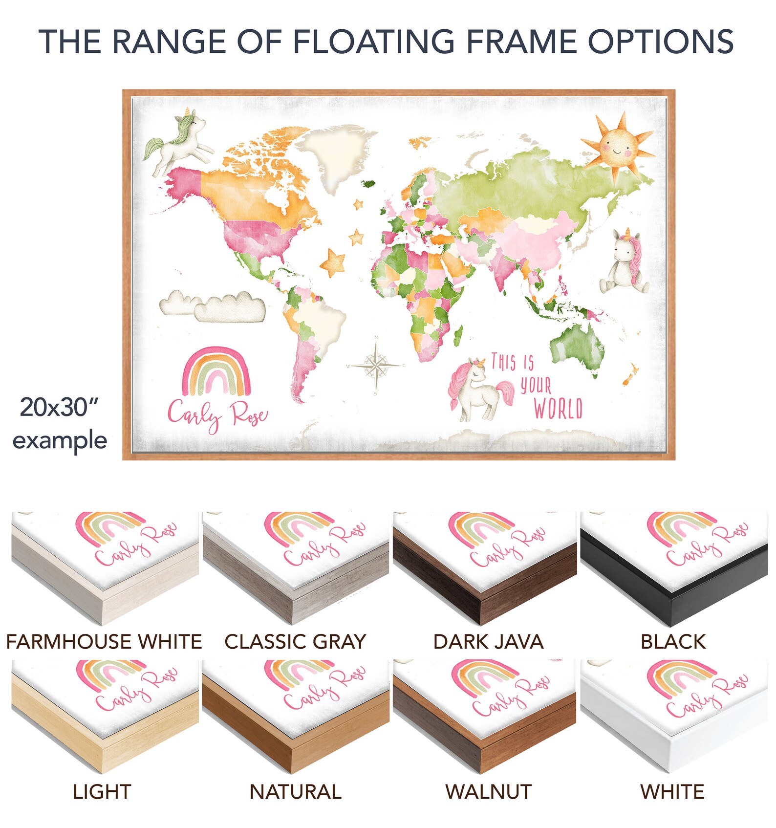 Personalized World Map for Nursery Children's Wall Map Etsy