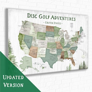 Disc Golf Push Pin Map, USA Best Courses each State in USA, DiscGolf Player Gift, Personalized United States DiscGolfing Locations Pin Map