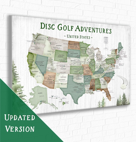 Disc Golf Push Pin Map, USA Best Courses each State in USA, DiscGolf Player Gift, Personalized United States DiscGolfing Locations Pin Map