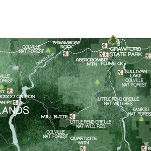 Washington State Parks and Hiking Trails Map, WA map Hiking Gift, State Park Checklist for Washington Parks, WA Push Pin Map PinBoard Gift image 5