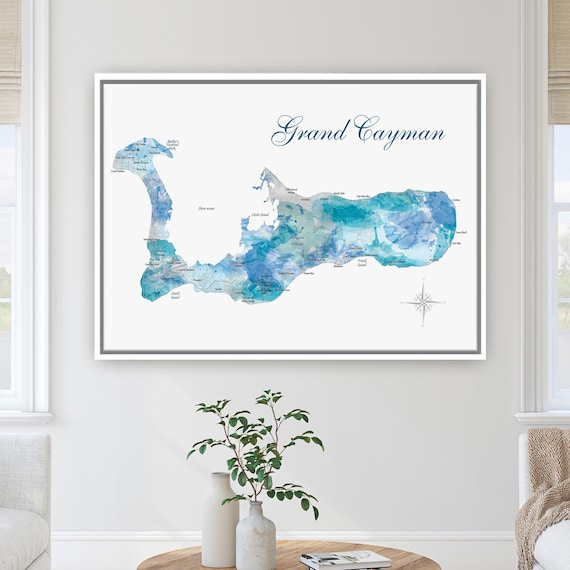 Grand Caymen Map, Push Pin Map of Caribbean Islands Cruise Print, Canvas or Framed options, Unique Husband Anniversary Gift, Bridesmaid Gift