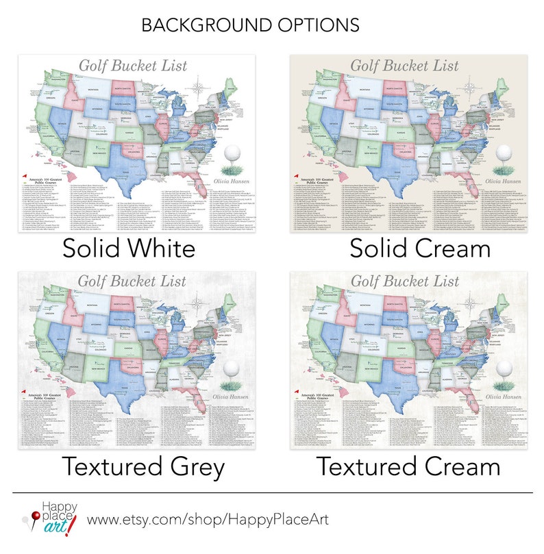 Gift Idea for Female Golfer Push Pin Map of Golf Locations in Etsy