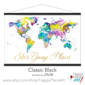 Pretty Canvas Map of the World, Personalized Map, Gift for Niece World Map Print, Large Dorm Wall Decor, She's Going Places Personalized Map image 7