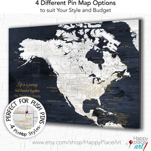North America Map including the Caribbean Islands. Personalize for Wedding Couple or Retirement Gift for travellers. Adventure Awaits Map image 8