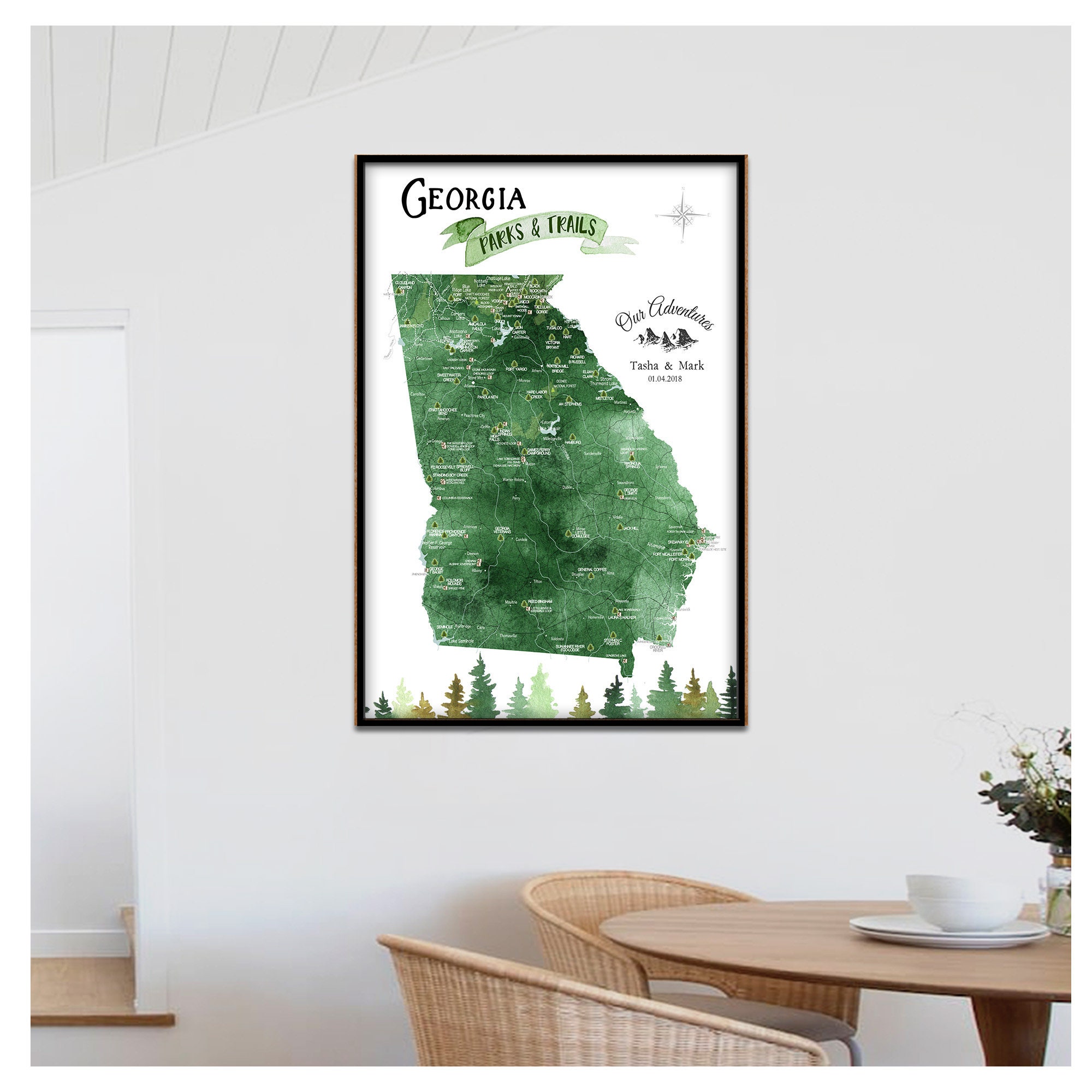 Georgia State Map Biker Patch – 3-5/8 Inches, PM6711 EE, Embroidered Iron-On