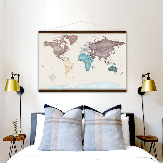 Large World Map Canvas