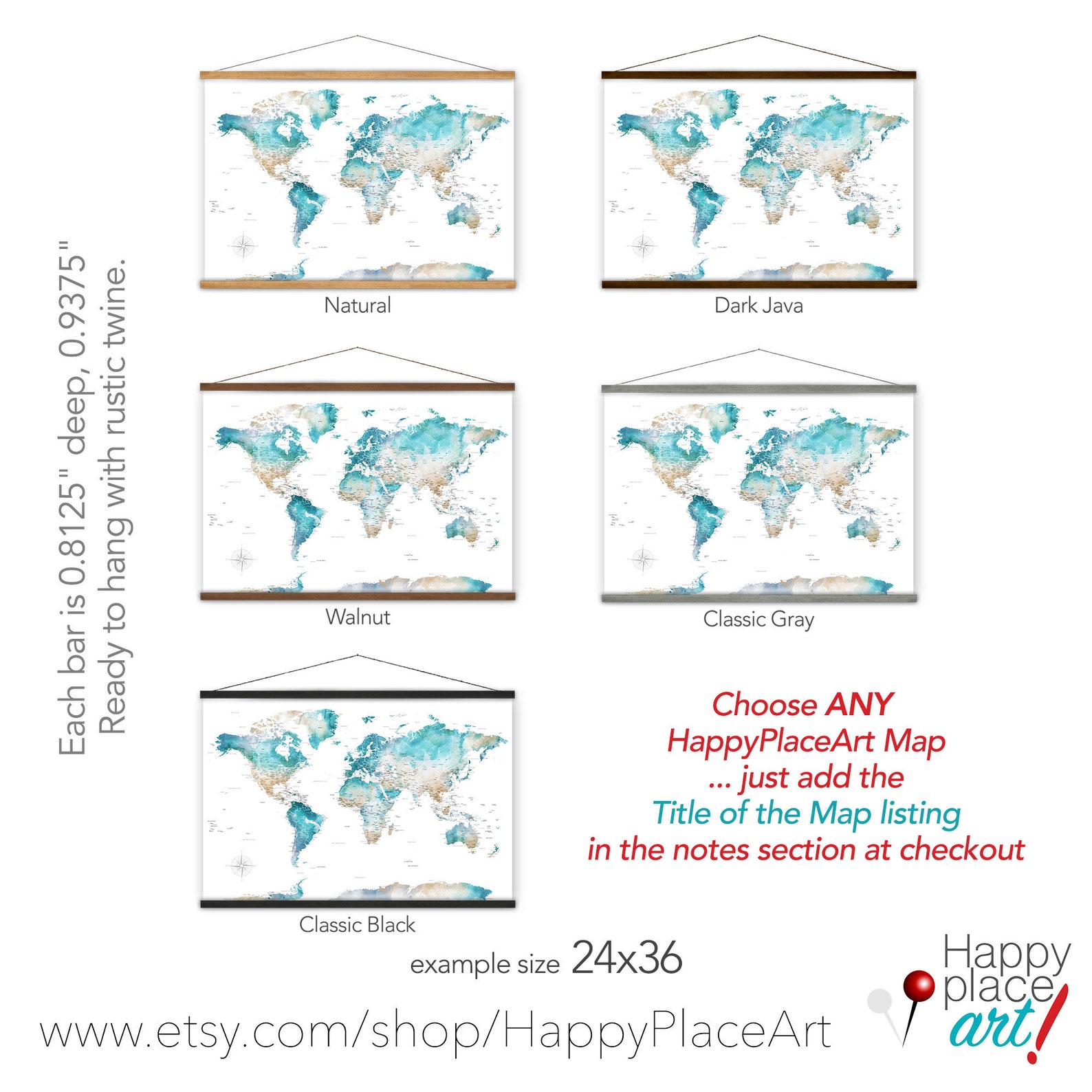Teal World Canvas Map, Large Wall Map Art Print, Canvas Map of the ...