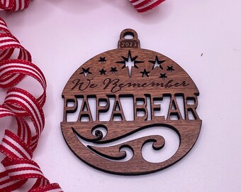 Personalized 2023 (or any year) We Remember Memorial Christmas Ornament from Solid Mahogany Wood or Red Maple