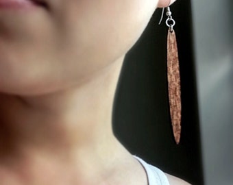 Wood Icicle Long Earrings from Natural Reclaimed Mahogany