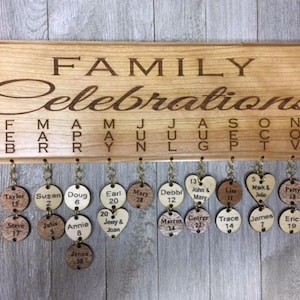 Personalized Family Celebrations and Birthday Board Wall Hanging for Birthdays and Anniversaries