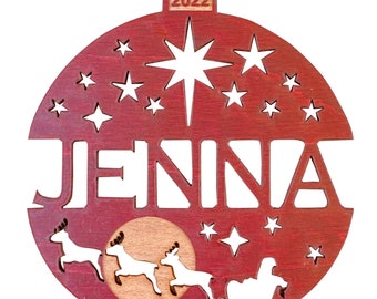 Personalized 2023 Santa's Reindeer Christmas Ornament - Red Maple