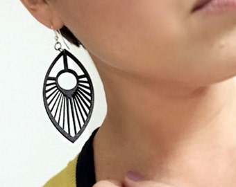 Wood Spoke Earrings from Black Stained Maple