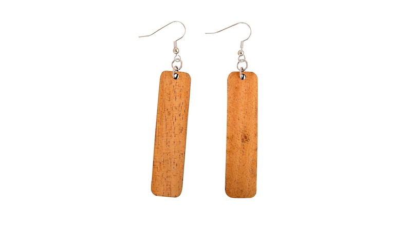 Long Rectangle Earrings from Reclaimed Natural Mahogany image 1